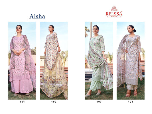 Aisha Relssa Fabrics Cotton Lawn Pant Style Suits Exporter