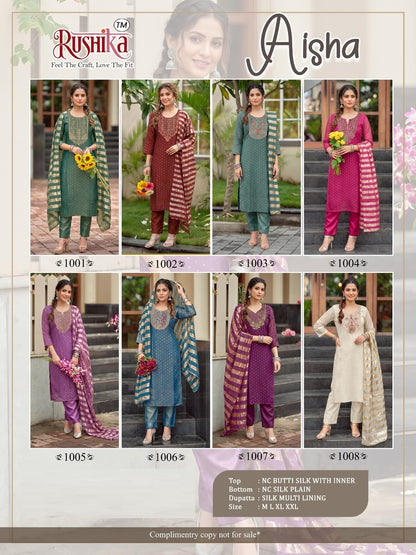 Aisha Rushika Silk Readymade Pant Style Suits Manufacturer Gujarat