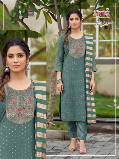 Aisha Rushika Silk Readymade Pant Style Suits Manufacturer Gujarat