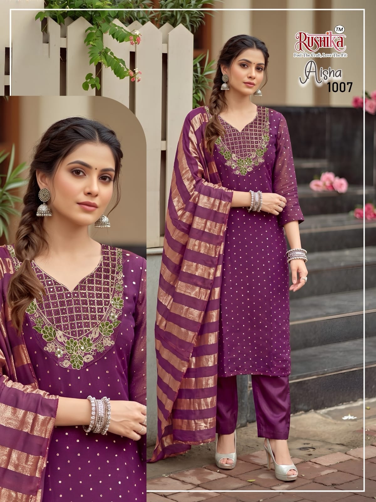 Aisha Rushika Silk Readymade Pant Style Suits Manufacturer Gujarat