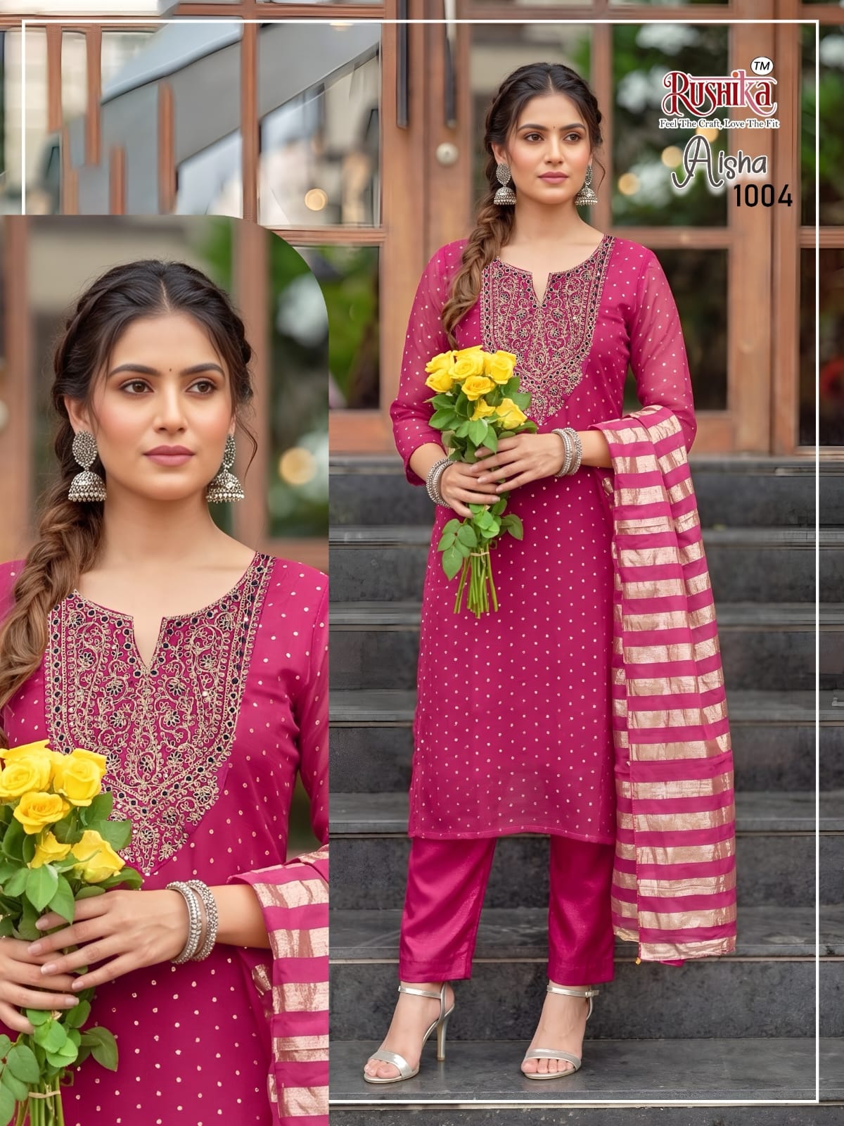Aisha Rushika Silk Readymade Pant Style Suits Manufacturer Gujarat