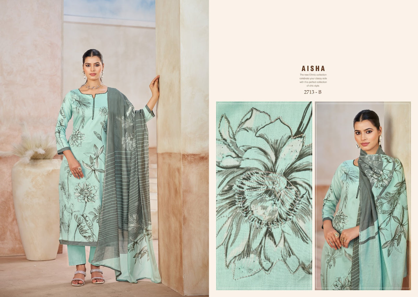 Aisha Sargam Prints Jaam Pant Style Suits Wholesaler