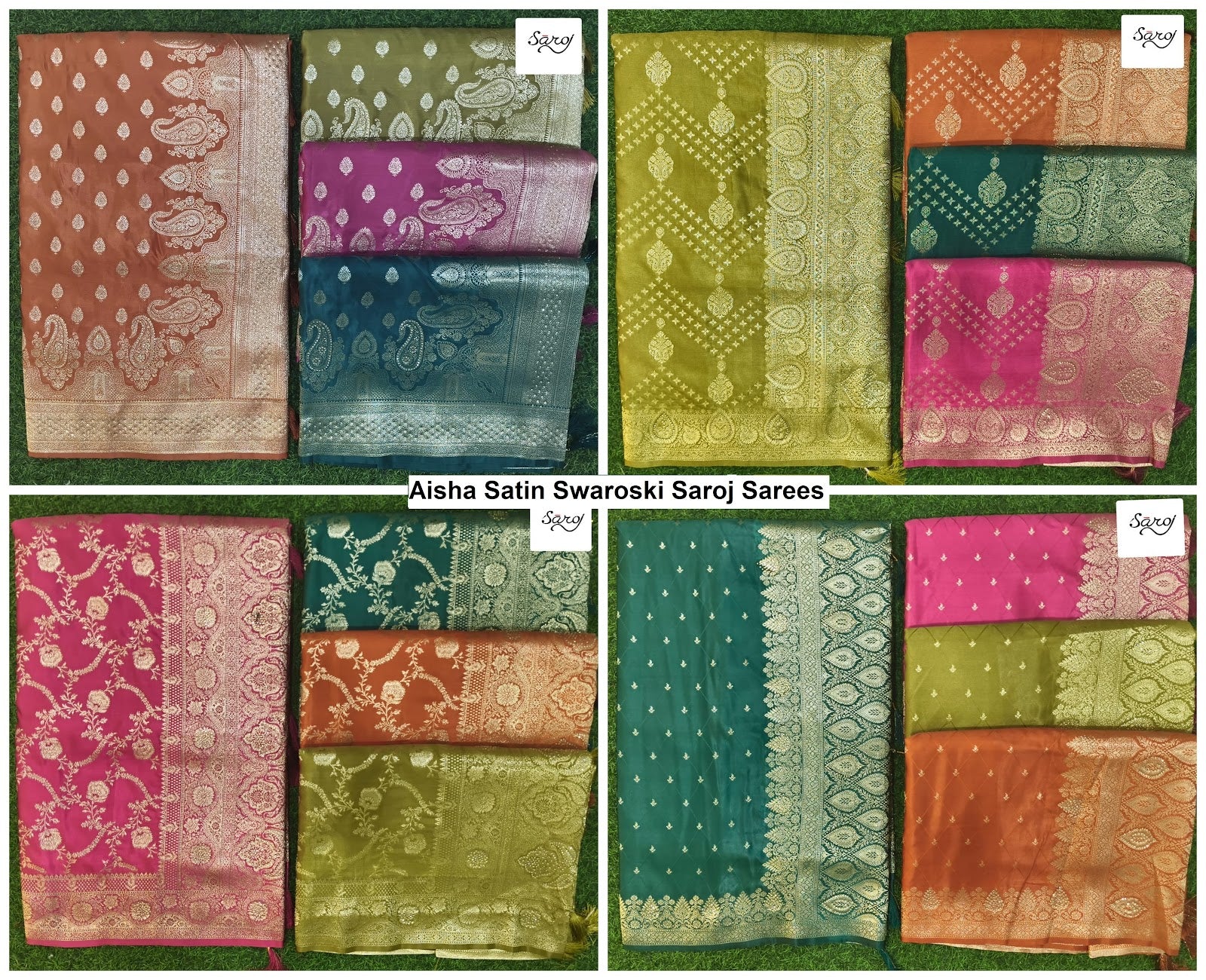 Aisha Satin Swaroski Saroj Sarees Manufacturer India