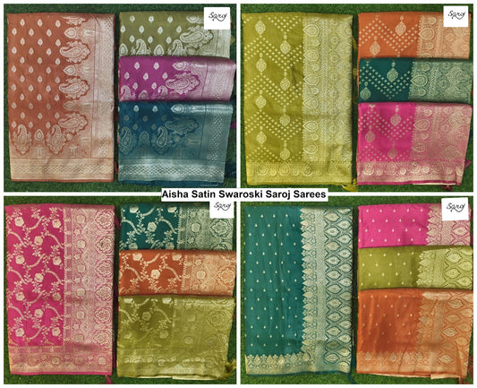 Aisha Satin Swaroski Saroj Sarees Manufacturer India