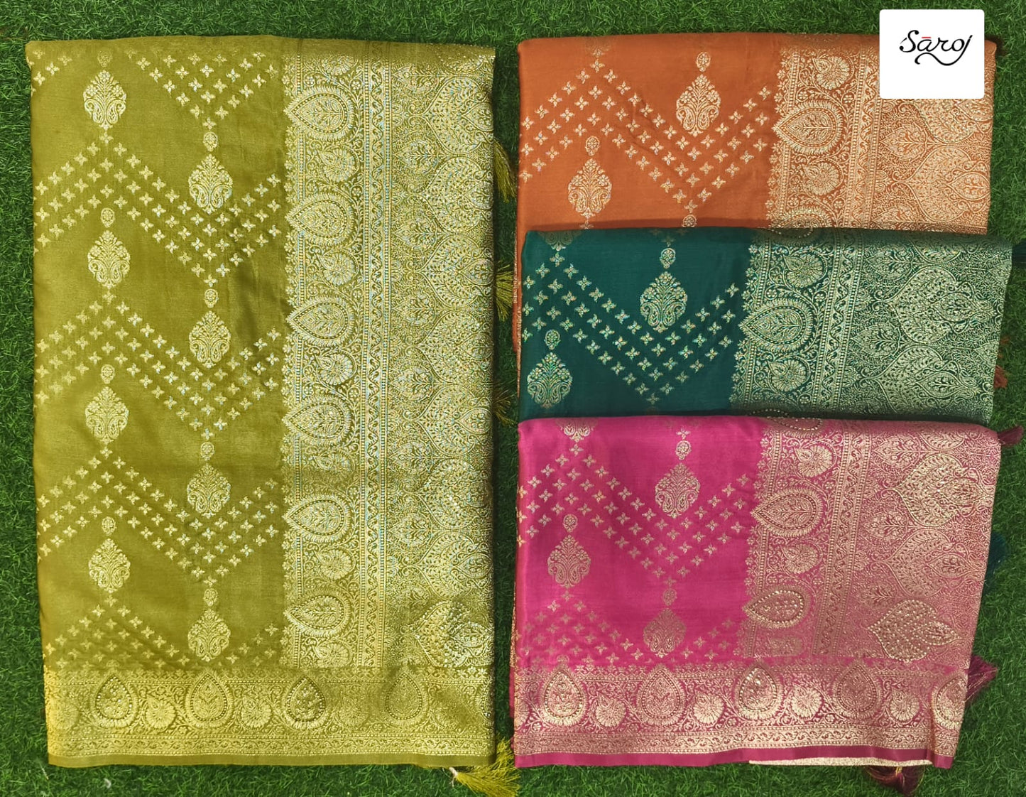 Aisha Satin Swaroski Saroj Sarees Manufacturer India