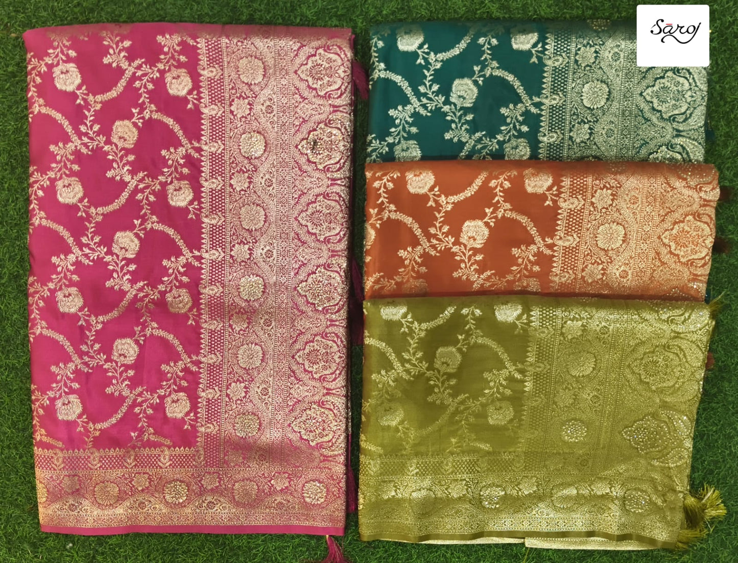 Aisha Satin Swaroski Saroj Sarees Manufacturer India
