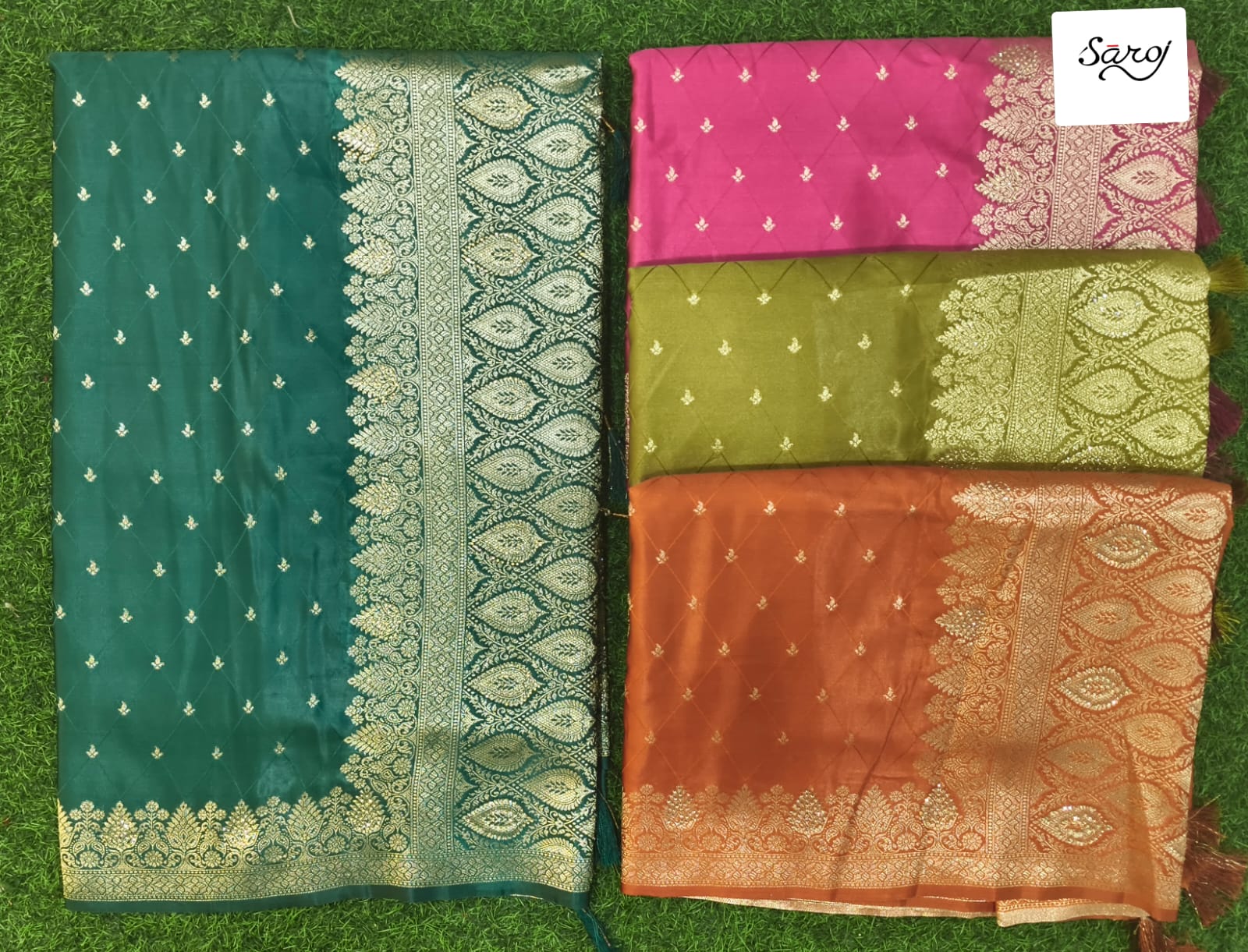 Aisha Satin Swaroski Saroj Sarees Manufacturer India