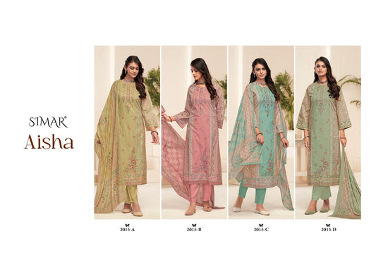 Aisha Simar Glossy Lawn Cotton Pant Style Suits Wholesaler Ahmedabad