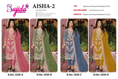 Aisha Vol 2 Sajida Organza Pakistani Salwar Suits Wholesaler India