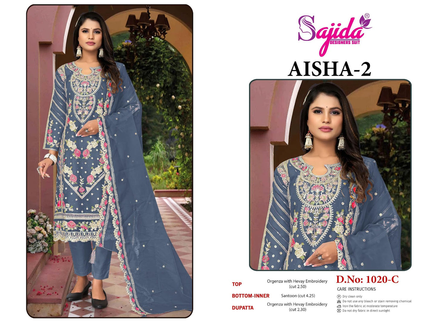 Aisha Vol 2 Sajida Organza Pakistani Salwar Suits Wholesaler India