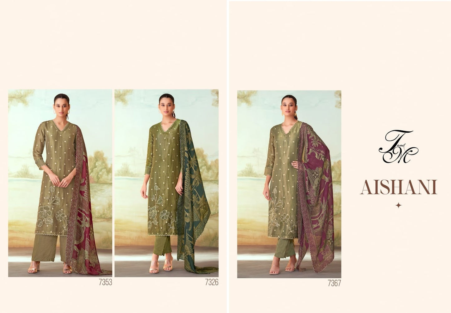 Aishani Tm Simmer Tissue Plazzo Style Suits Supplier India