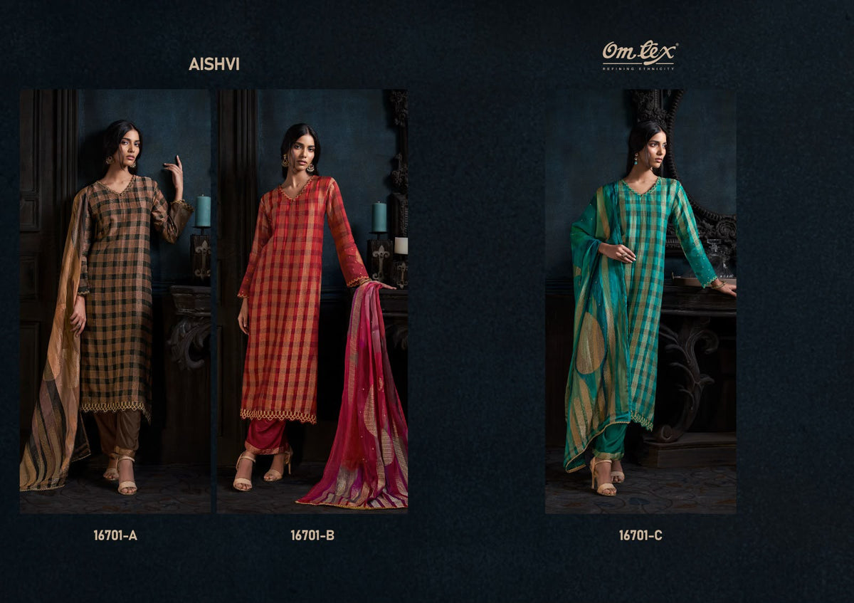 Aishvi Omtex Silk Jacquard Pant Style Suits Manufacturer India