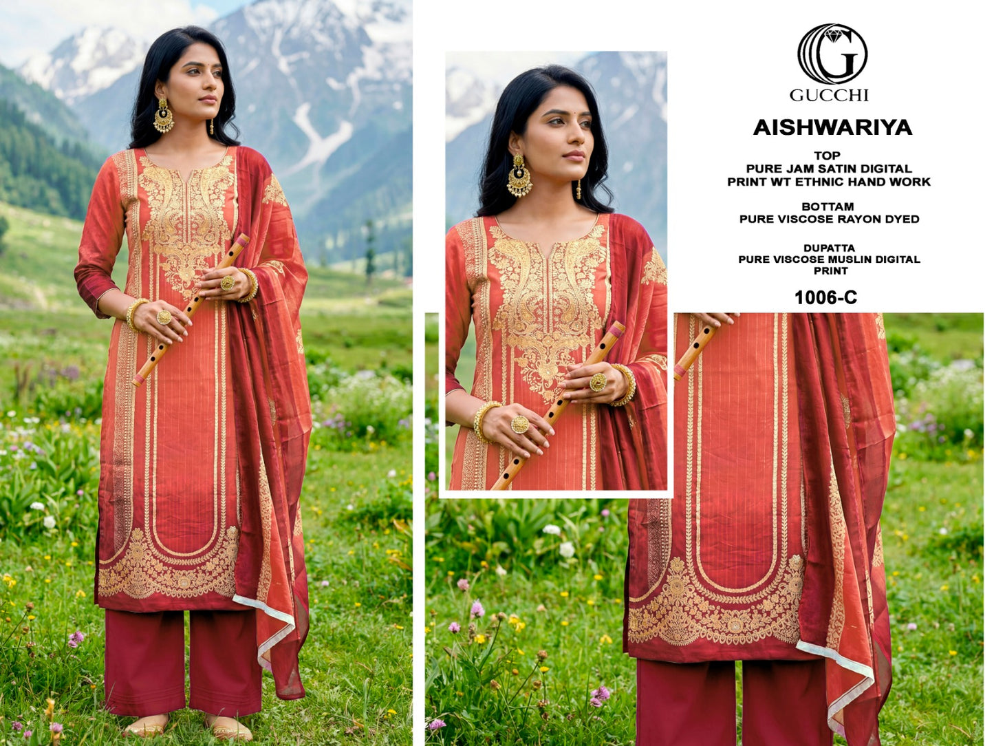 Aishwariya 1003-1006 Gucchi Jam Satin Pant Style Suits Wholesale