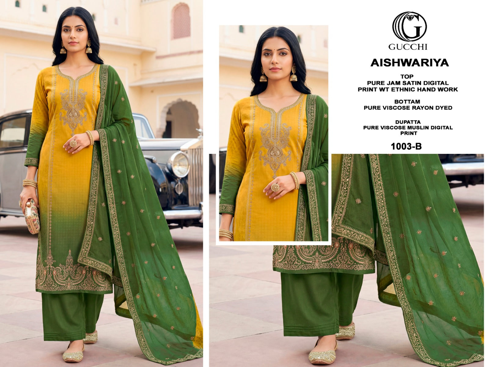 Aishwariya 1003-1006 Gucchi Jam Satin Pant Style Suits Wholesale