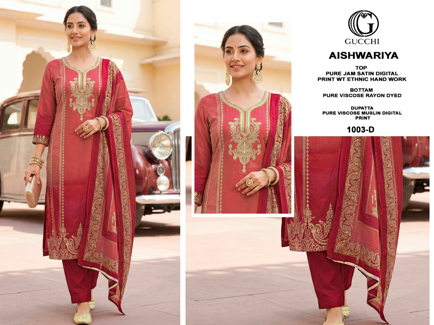 Aishwariya 1003-1006 Gucchi Jam Satin Pant Style Suits Wholesale