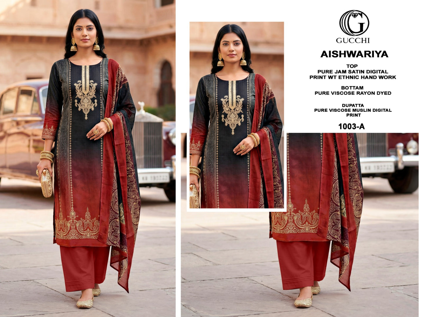 Aishwariya 1003-1006 Gucchi Jam Satin Pant Style Suits Wholesale