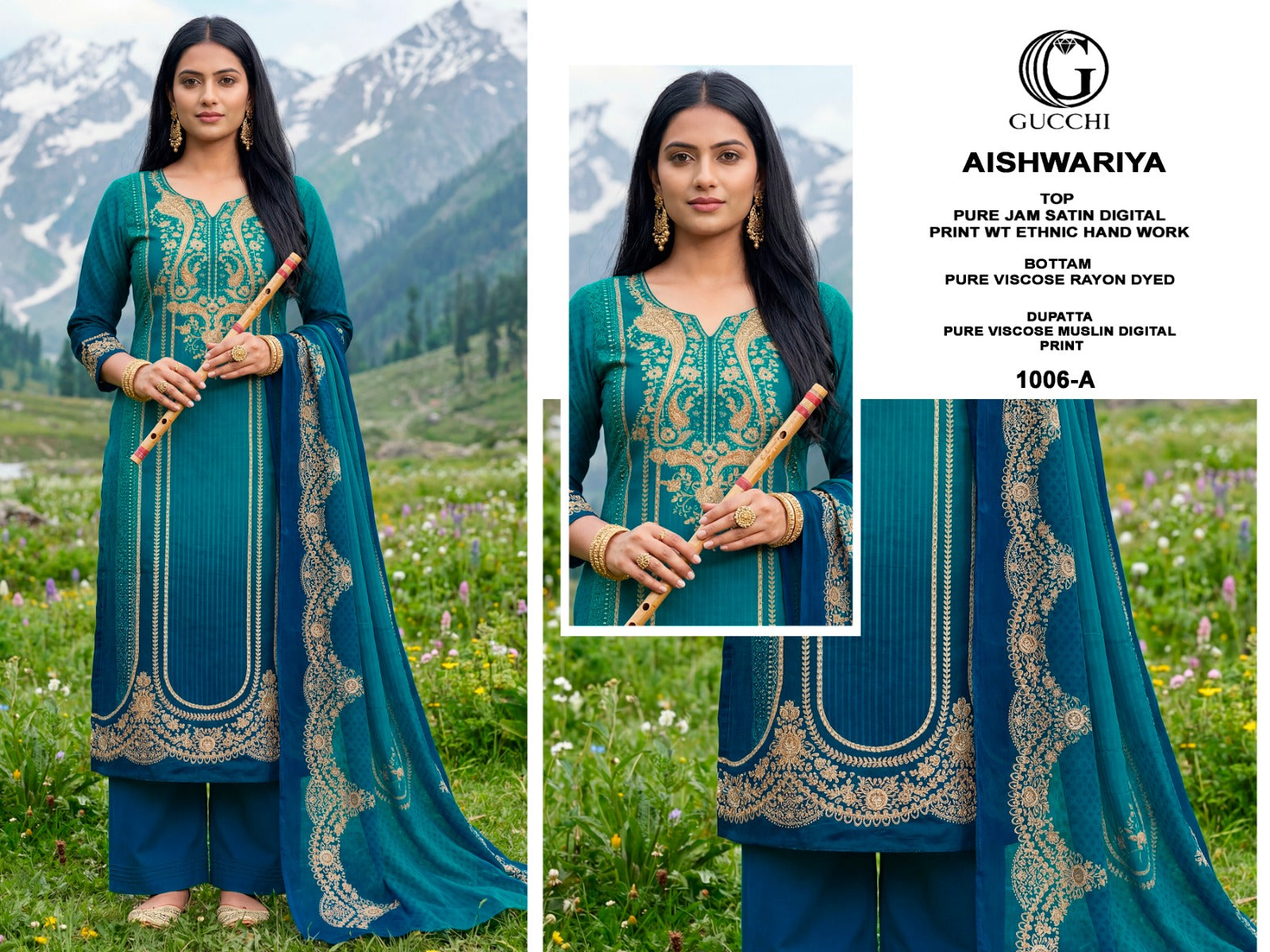 Aishwariya 1003-1006 Gucchi Jam Satin Pant Style Suits Wholesale