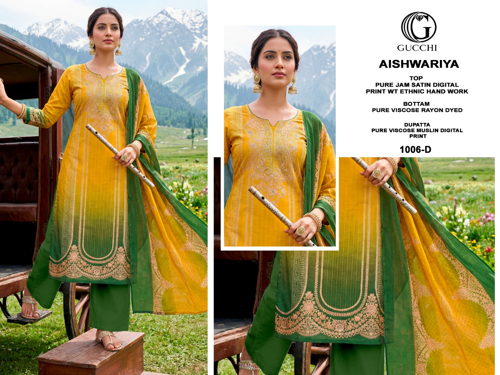Aishwariya 1003-1006 Gucchi Jam Satin Pant Style Suits Wholesale