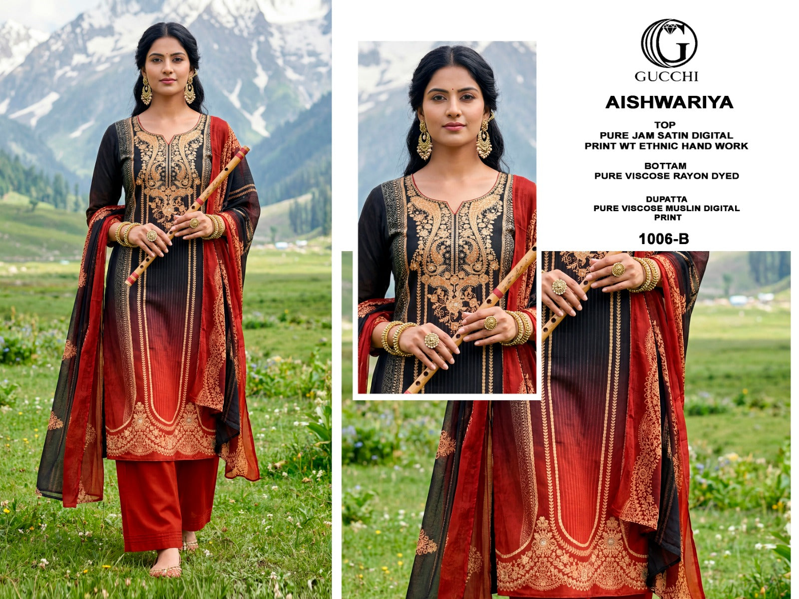 Aishwariya 1003-1006 Gucchi Jam Satin Pant Style Suits Wholesale