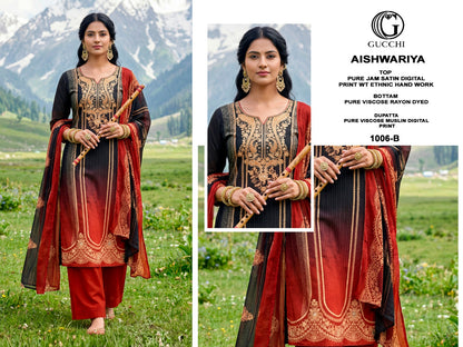 Aishwariya 1003-1006 Gucchi Jam Satin Pant Style Suits Wholesale