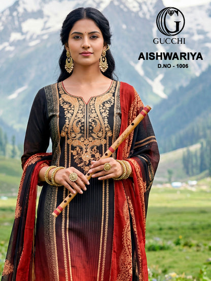 Aishwariya 1003-1006 Gucchi Jam Satin Pant Style Suits Wholesale