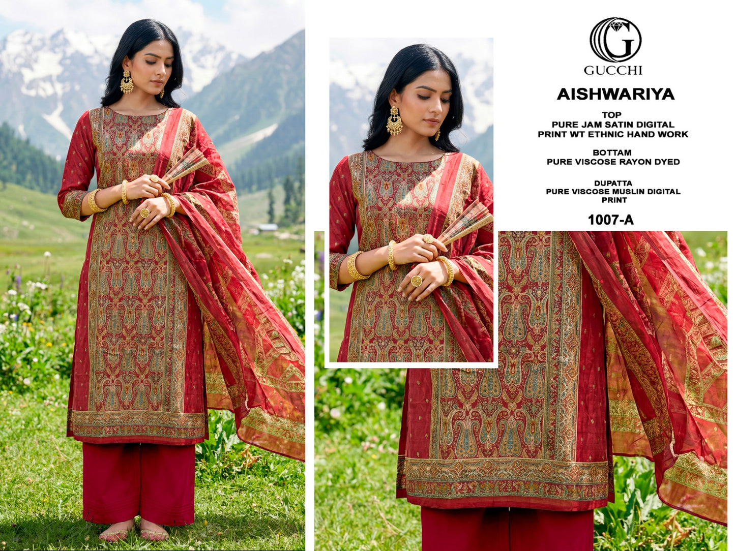 Aishwariya 1005-1007 Gucchi Jam Satin Pant Style Suits Manufacturer