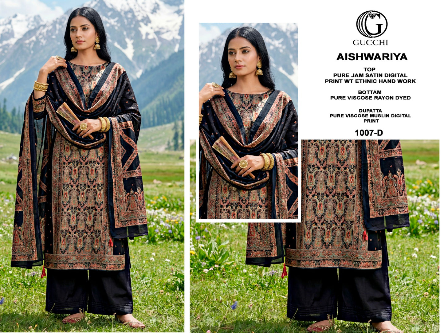 Aishwariya 1005-1007 Gucchi Jam Satin Pant Style Suits Manufacturer