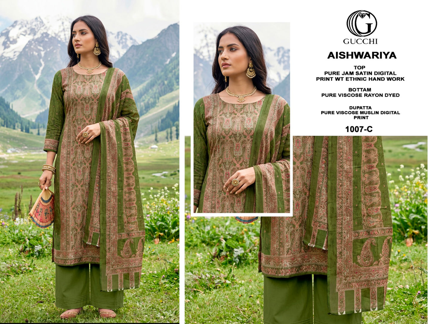 Aishwariya 1005-1007 Gucchi Jam Satin Pant Style Suits Manufacturer