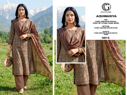 Aishwariya 1005-1007 Gucchi Jam Satin Pant Style Suits Manufacturer