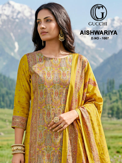 Aishwariya 1005-1007 Gucchi Jam Satin Pant Style Suits Manufacturer