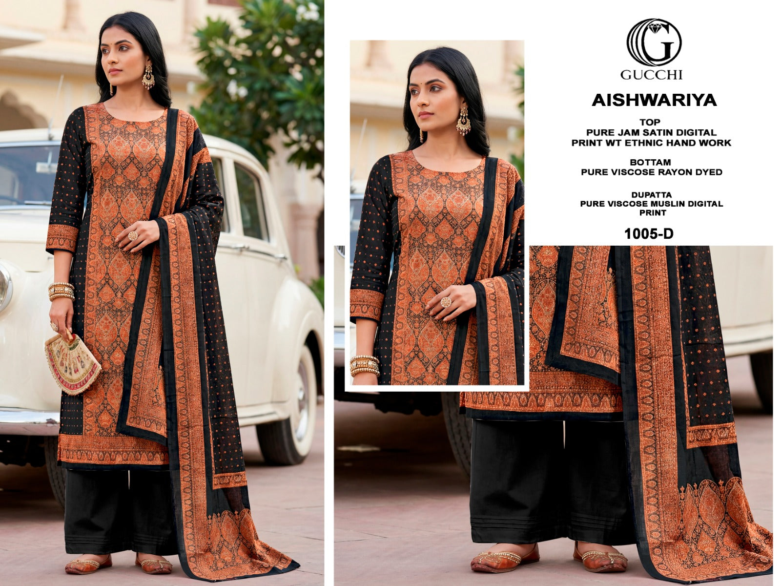 Aishwariya 1005-1007 Gucchi Jam Satin Pant Style Suits Manufacturer
