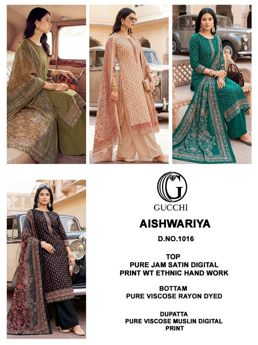 Aishwariya 1016 Gucchi Jam Satin Pant Style Suits Manufacturer India
