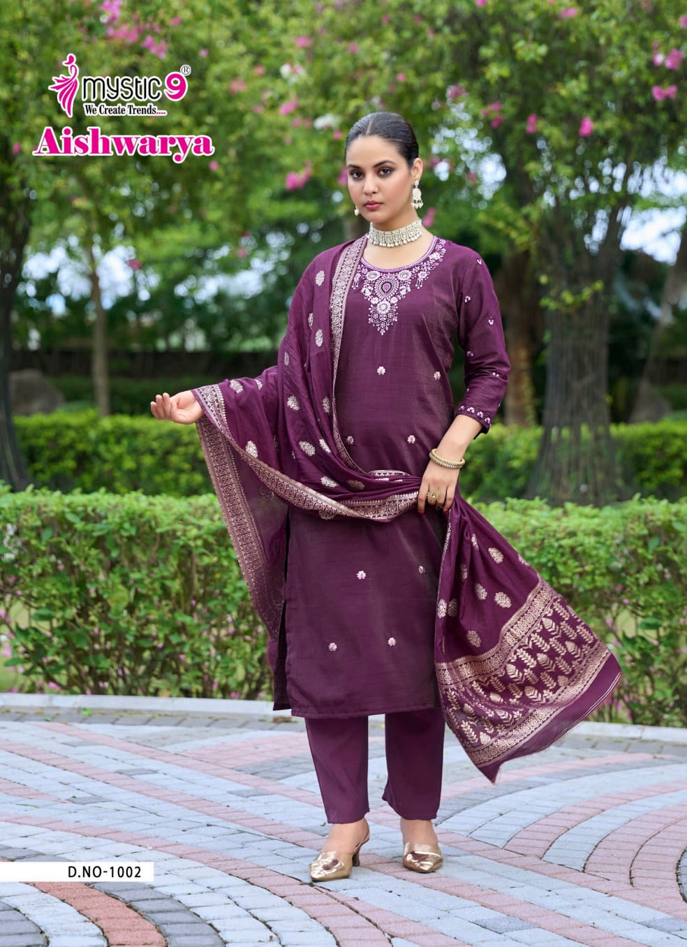 Aishwariya Vol 1 Mystic 9 Roman Silk Readymade Pant Style Suits Wholesaler