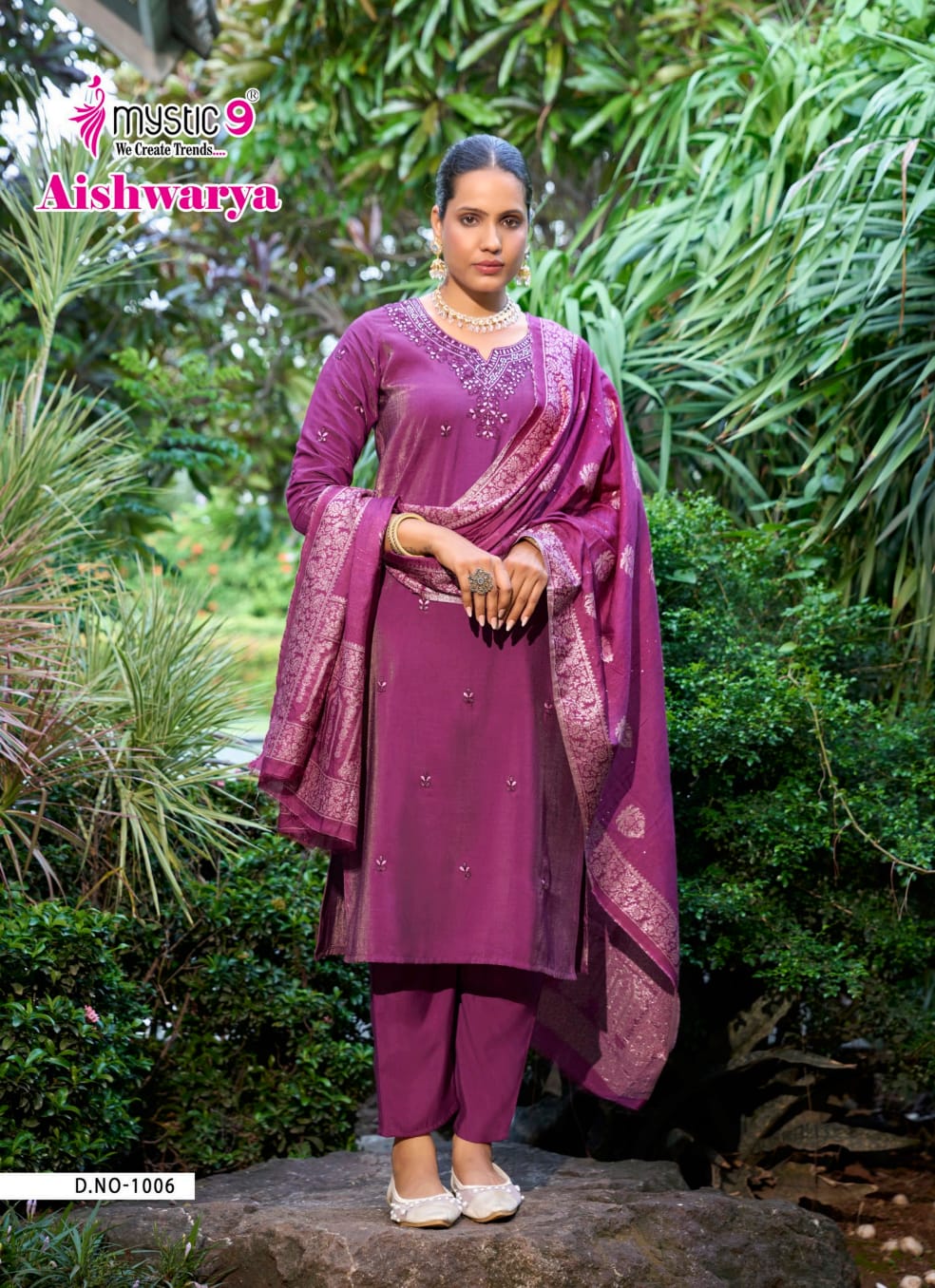 Aishwariya Vol 1 Mystic 9 Roman Silk Readymade Pant Style Suits Wholesaler