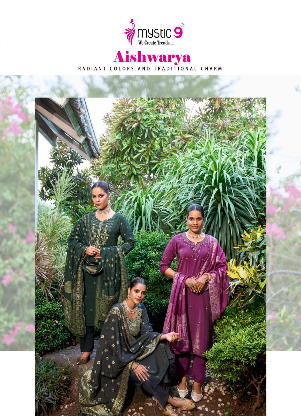 Aishwariya Vol 1 Mystic 9 Roman Silk Readymade Pant Style Suits Wholesaler