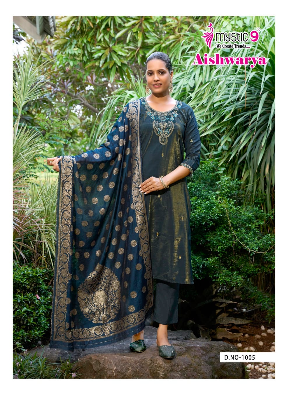 Aishwariya Vol 1 Mystic 9 Roman Silk Readymade Pant Style Suits Wholesaler