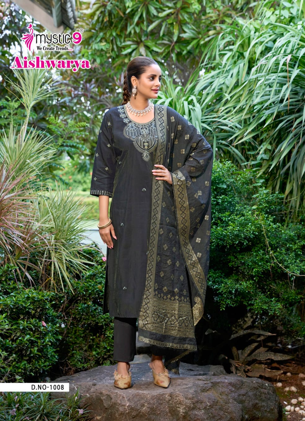 Aishwariya Vol 1 Mystic 9 Roman Silk Readymade Pant Style Suits Wholesaler