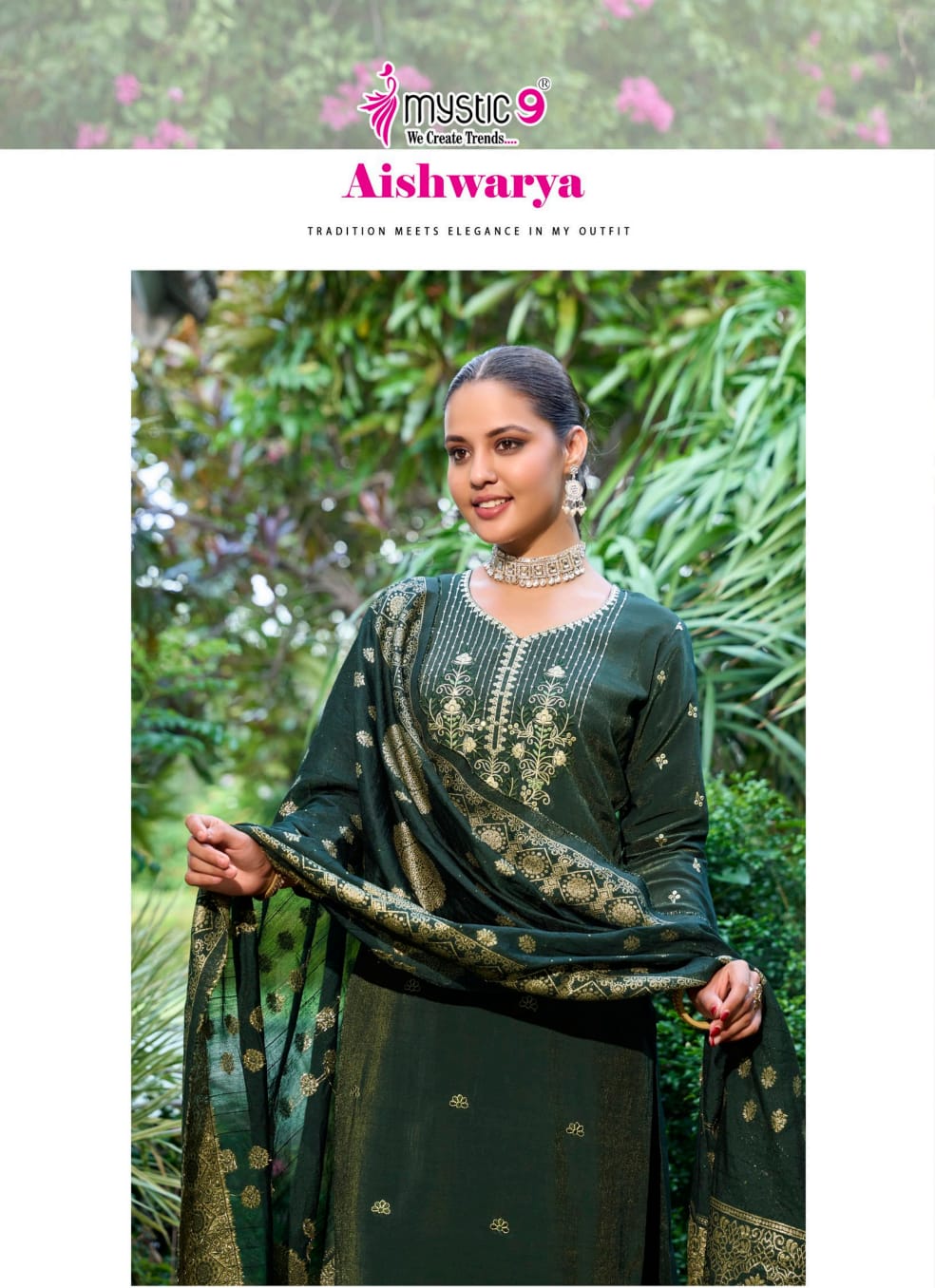 Aishwariya Vol 1 Mystic 9 Roman Silk Readymade Pant Style Suits Wholesaler