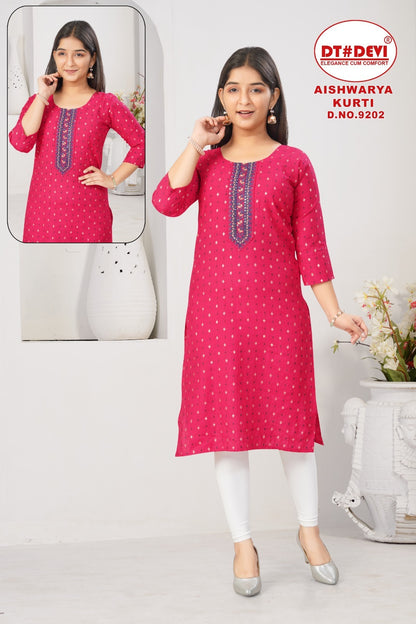 Aishwarya Dn 9202 Dt Devi Vatican Silk Girls Kurti Manufacturer