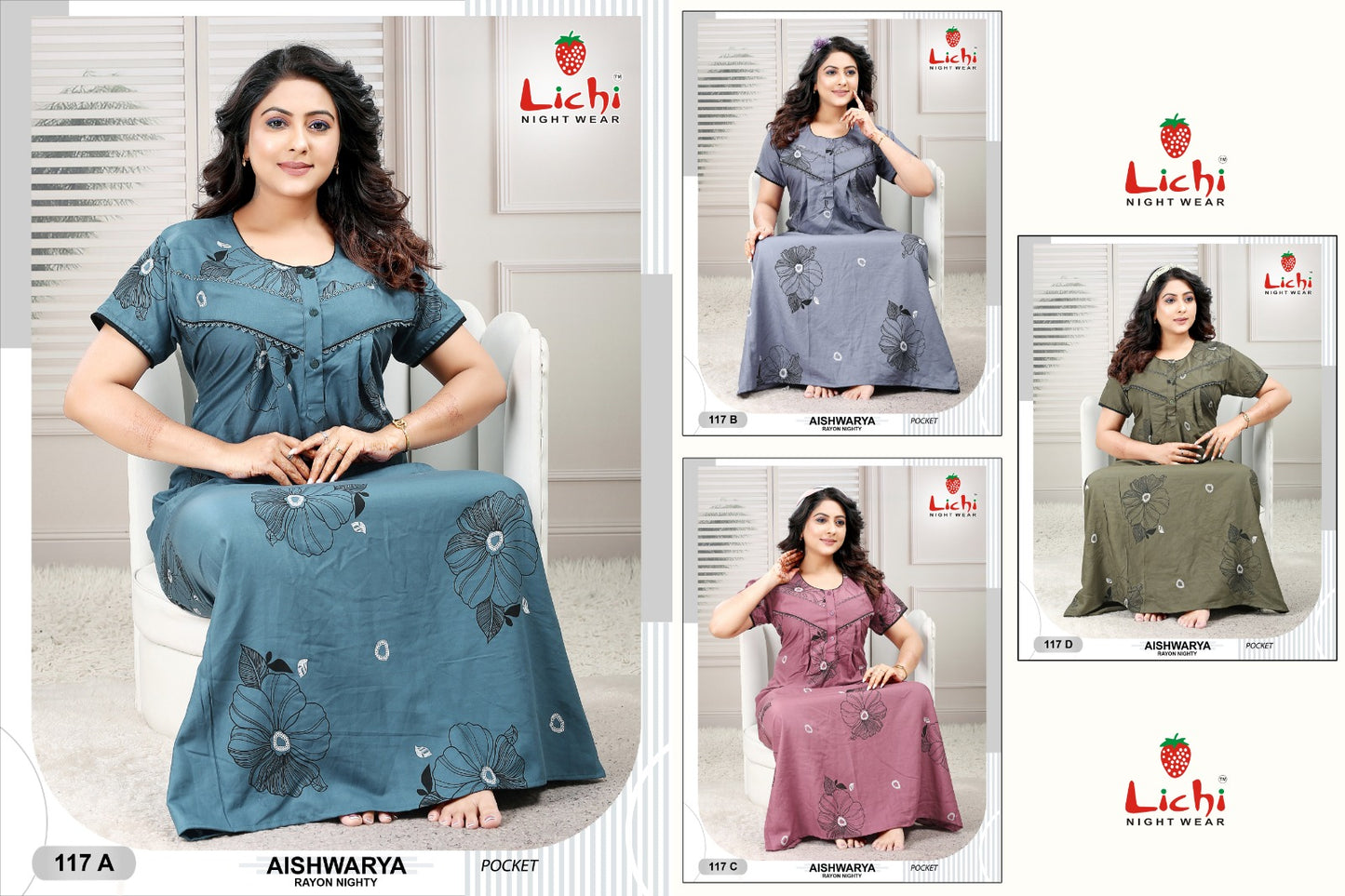 Aishwarya Lichi Rayon Night Gowns Manufacturer Gujarat