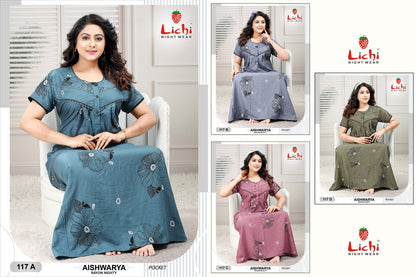 Aishwarya Lichi Rayon Night Gowns Manufacturer Gujarat