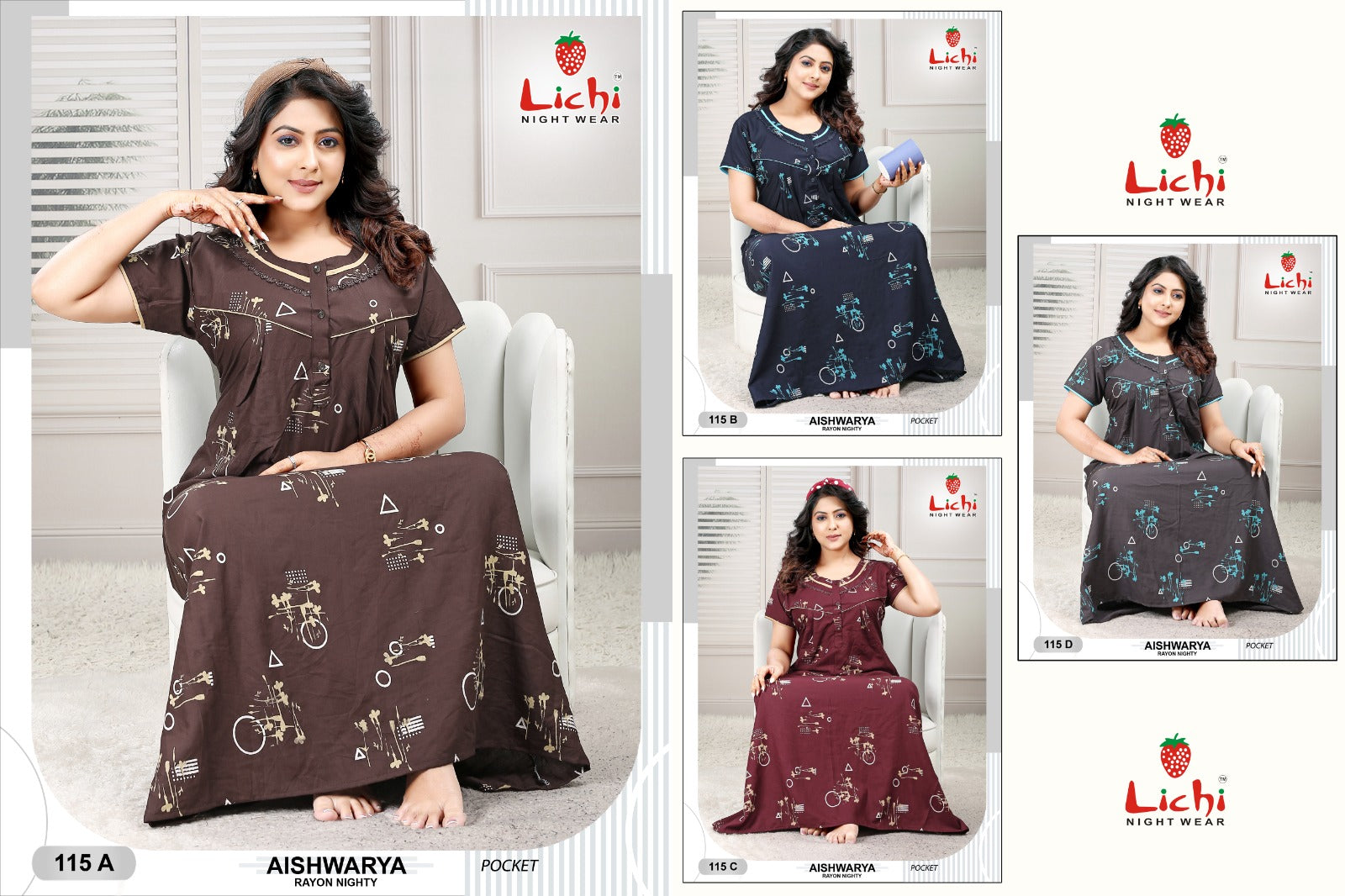 Aishwarya Lichi Rayon Night Gowns Manufacturer Gujarat