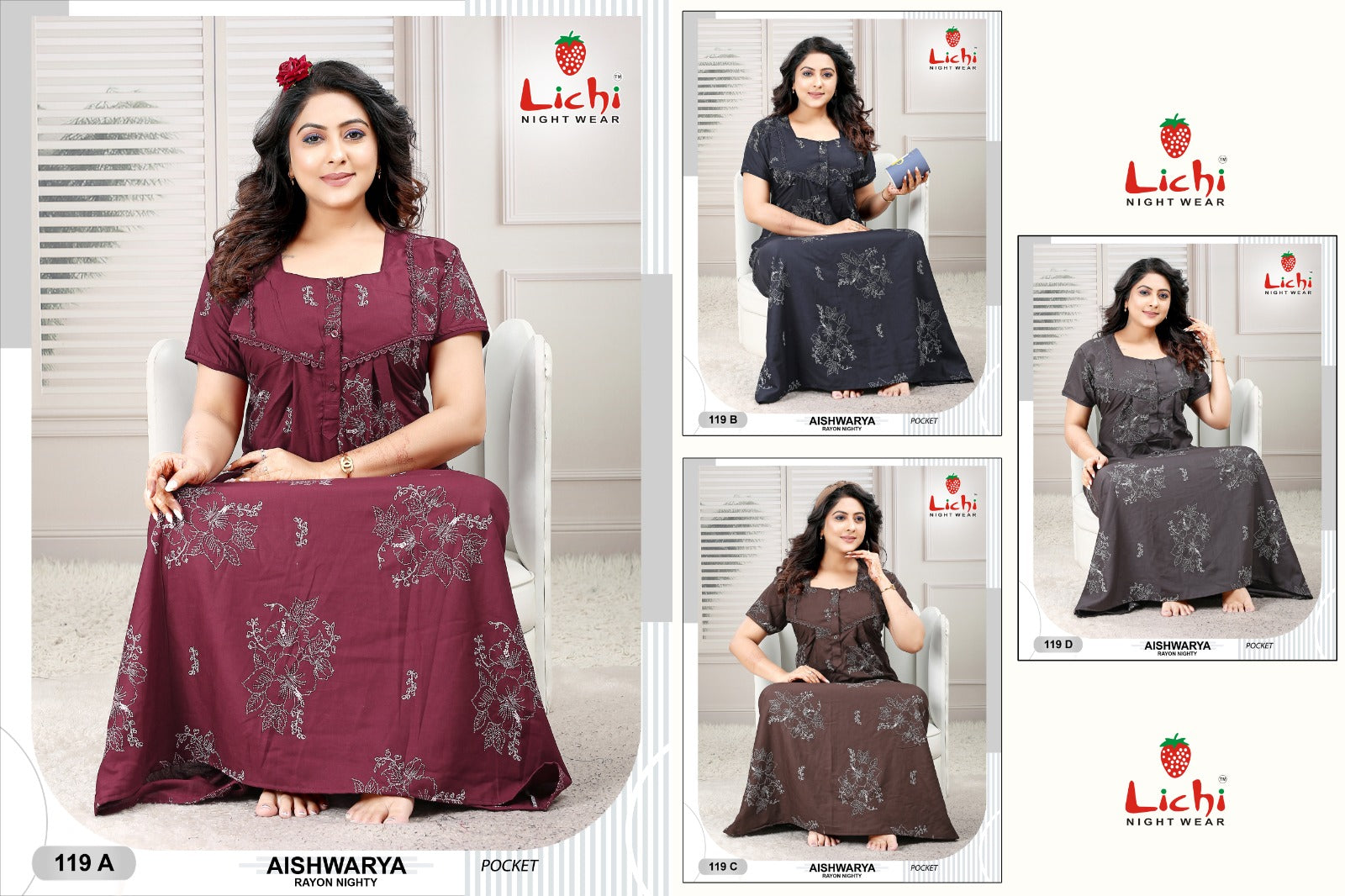 Aishwarya Lichi Rayon Night Gowns Manufacturer Gujarat