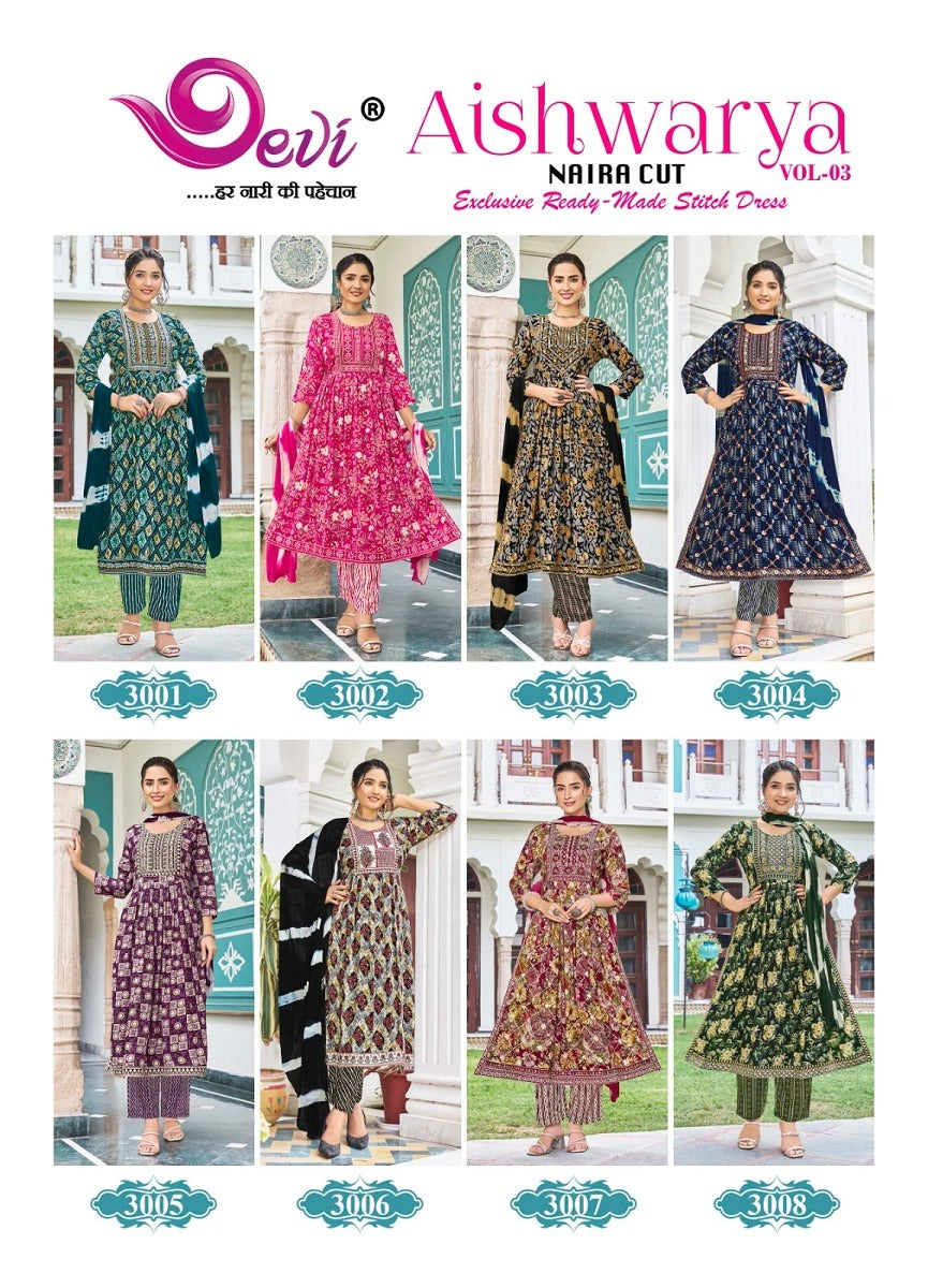 Aishwarya Vol 3 Devi Rayon 14Kg Readymade Pant Style Suits Wholesale Price