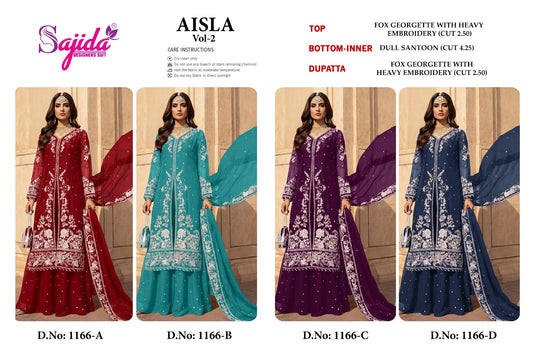 Aisla Vol 2 Sajida Georgette Pakistani Salwar Suits Wholesale Rate