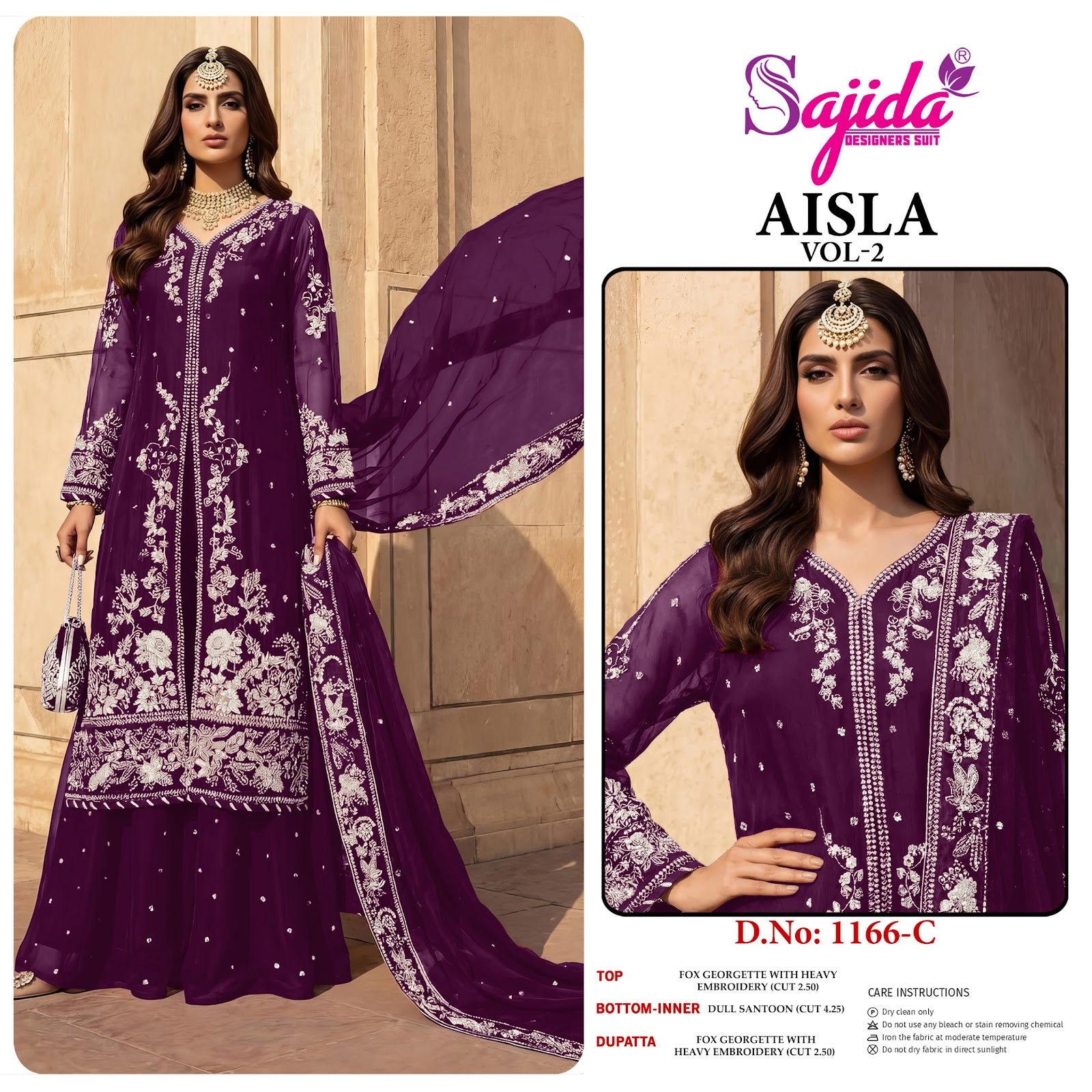 Aisla Vol 2 Sajida Georgette Pakistani Salwar Suits Wholesale Rate