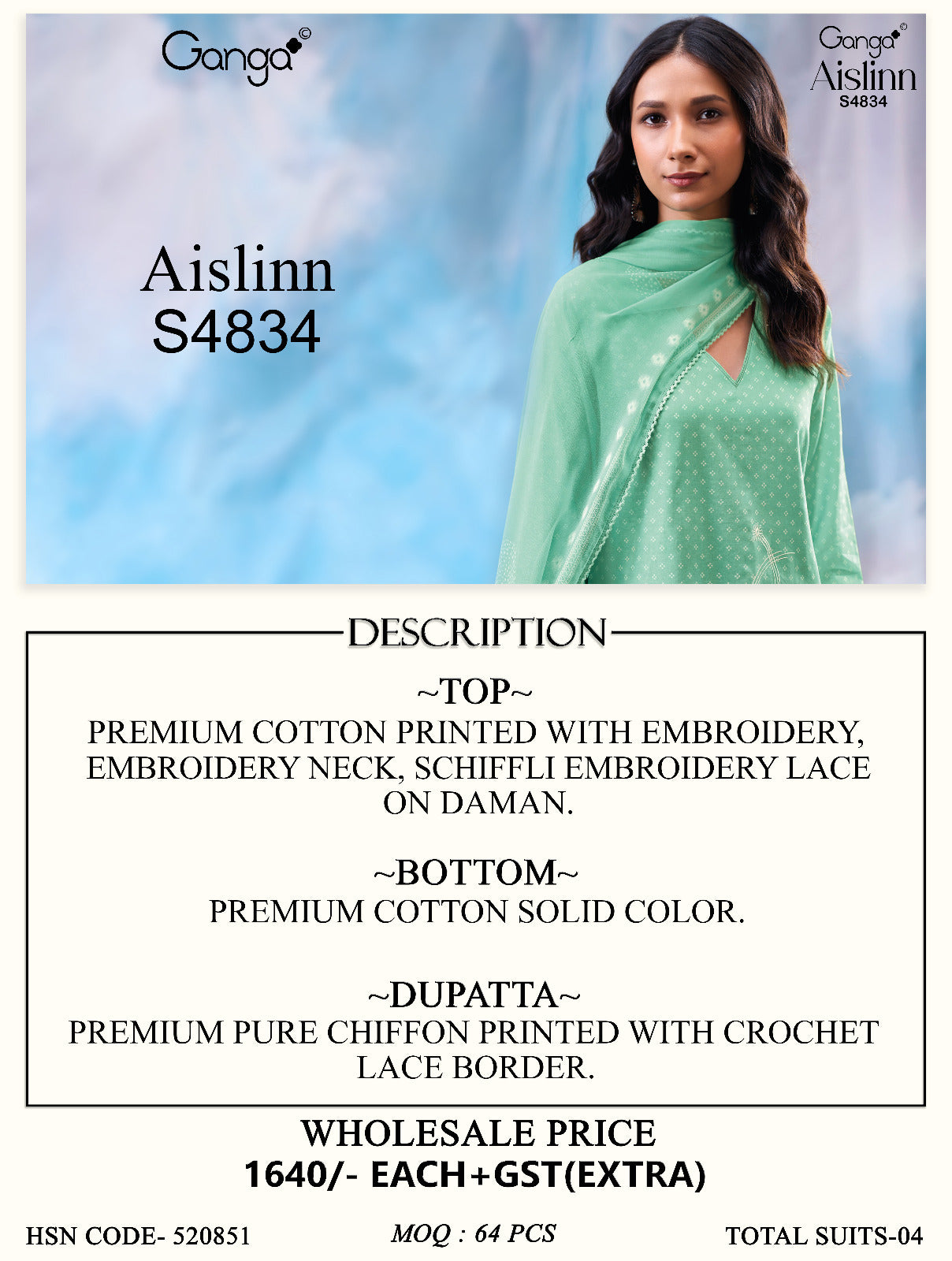 Aislinn S4834 Ganga Cotton Pant Style Suits Exporter