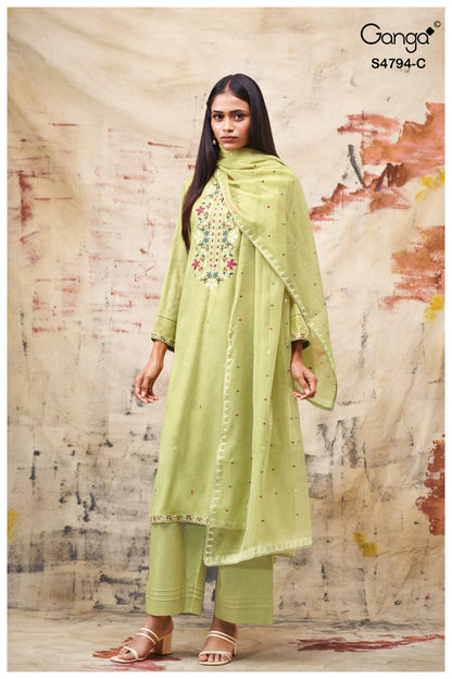 Aisya S4794 Ganga Bemberg Plazzo Style Suits Exporter Gujarat