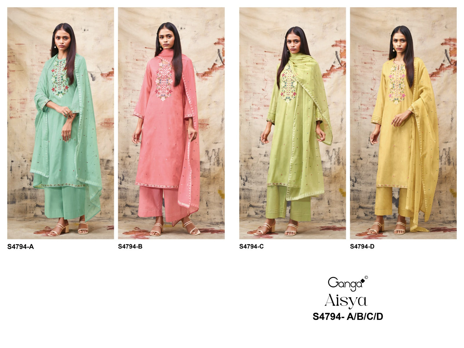 Aisya S4794 Ganga Bemberg Plazzo Style Suits Exporter Gujarat