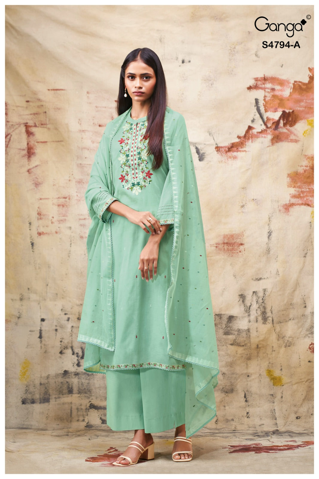 Aisya S4794 Ganga Bemberg Plazzo Style Suits Exporter Gujarat